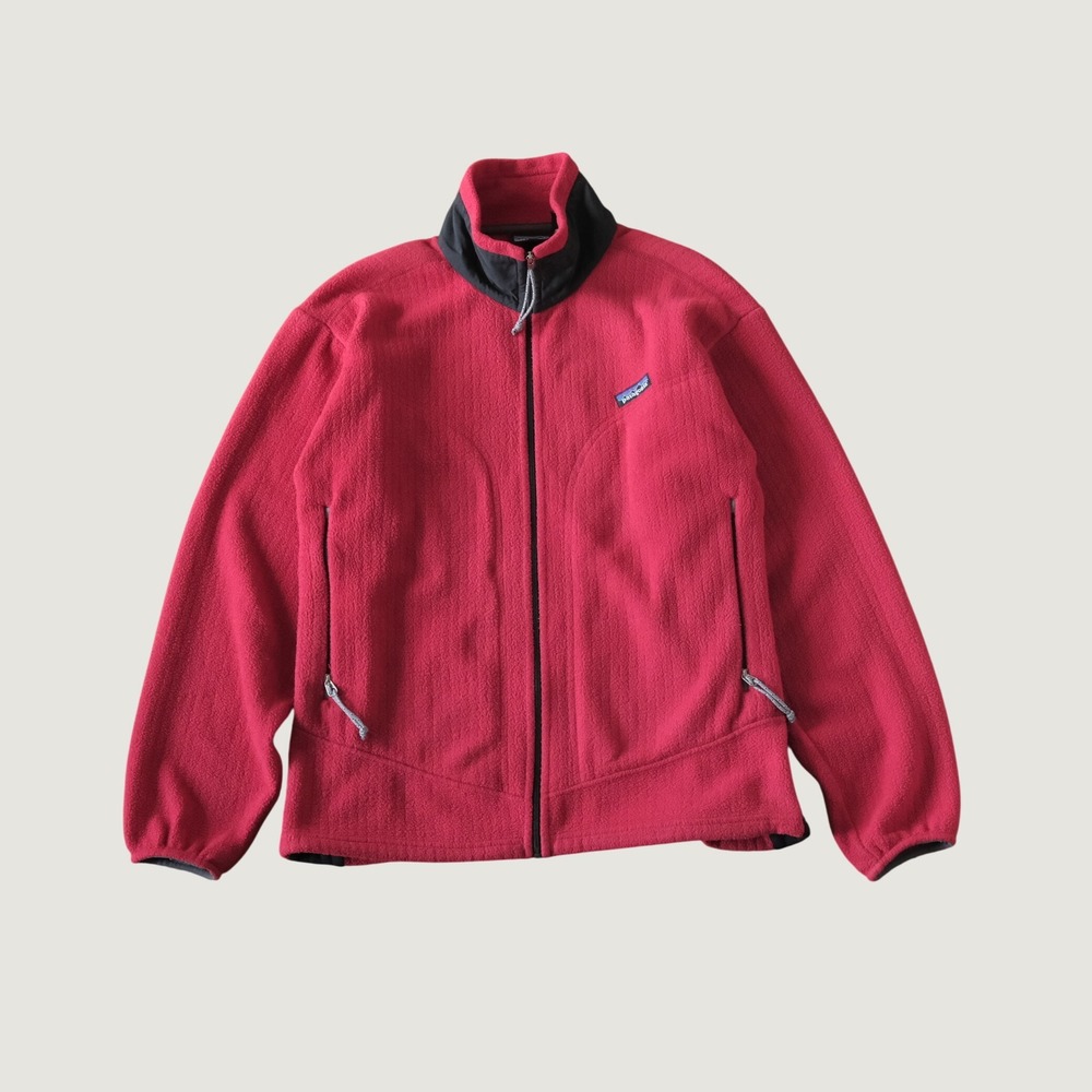 Patagonia Full Zip Fleece Jacket Red Polartec Regulator R Medium Vintage 90s USA